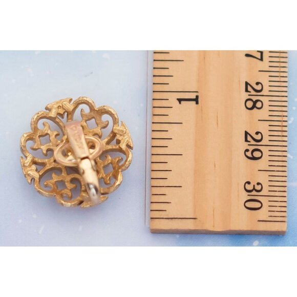Vintage Art Nouveau Royal Diamond Clip On Earrings | Avon | J23 - Picture 3 of 3